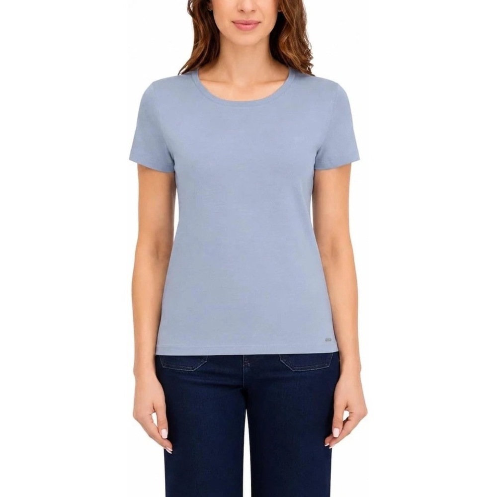 DKNY Womens Crew Neck Tee Blue Organic Cotton Short Sleeve T-Shirt Size M NWOT